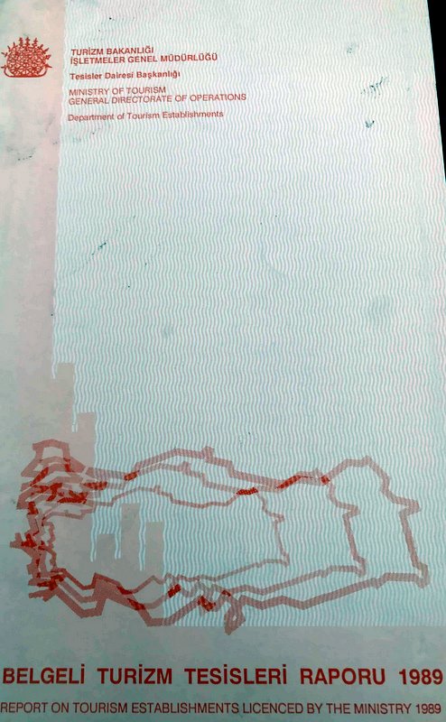 Belgeli Turizm Tesisleri Raporu 1989 Kitap Kapağı