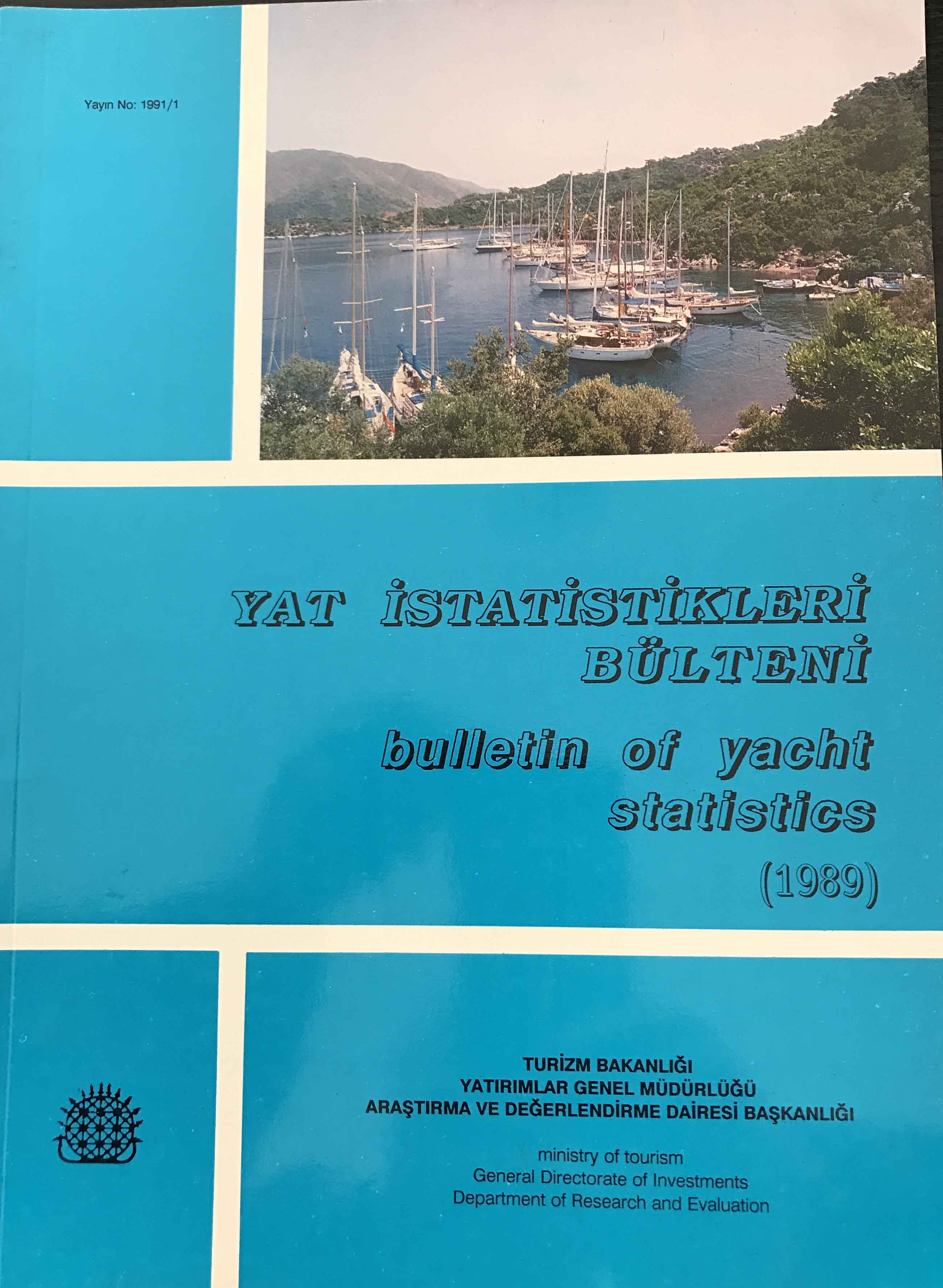 Yat İstatistikleri Bülteni 1989 Kitap Kapağı