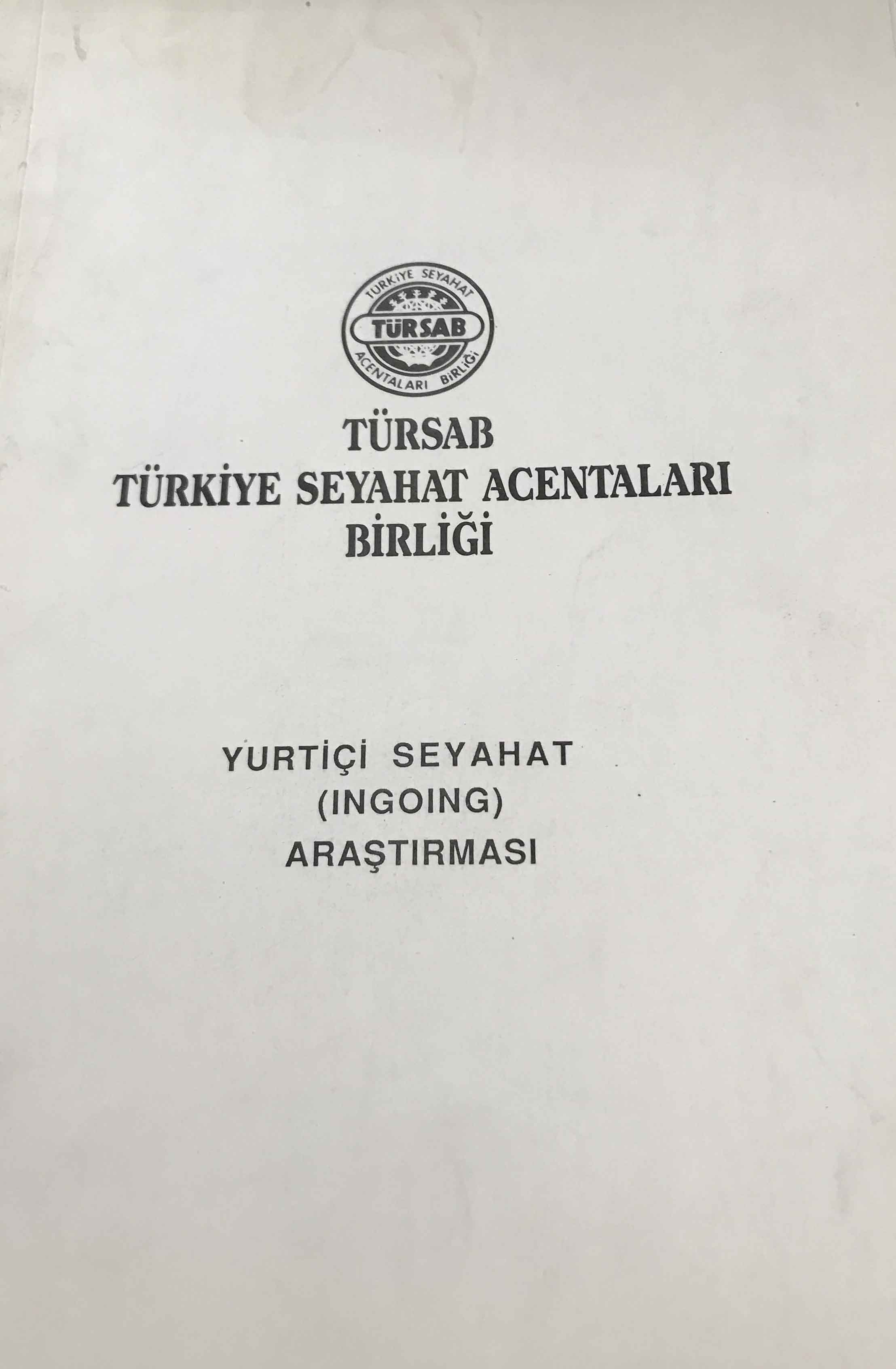 Yurtiçi Seyahat (Ingoing) Araştırması Kitap Kapağı